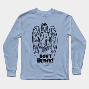 Don't Blink Winking Angel Bad Line Art Long Sleeve T-Shirt